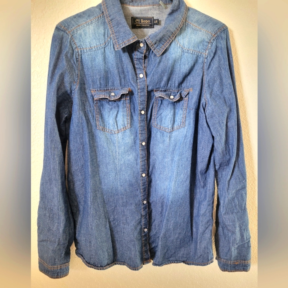 Denim button-up